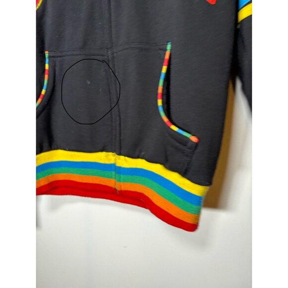 COOJI Vintage Y2K 90s Fur Lined Hoodie Sweatshirt Jacket Small - Picture 3 of 10